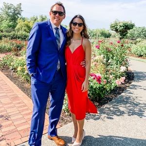 Rib Knit Midi Dress in American Red